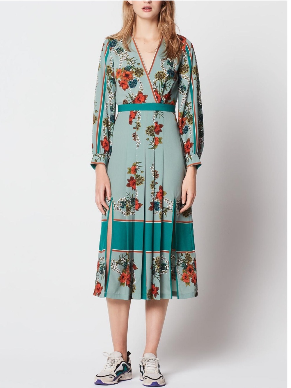Sandro Paris Long Kimono Print Dress